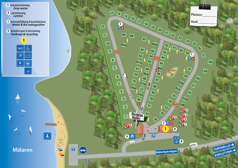 Karte von Mälarbadens Camping